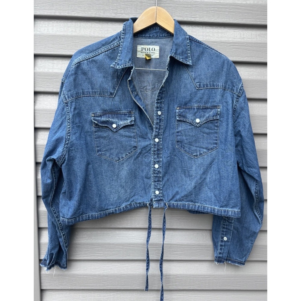 Polo Ralph Lauren Denim & Supply Denim Drawstring Jacket Cropped Shirt M  $315